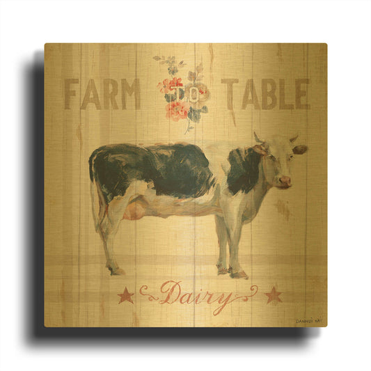 'Farm Patchwork V' By Danhui Nai Gold Metal Wall Art