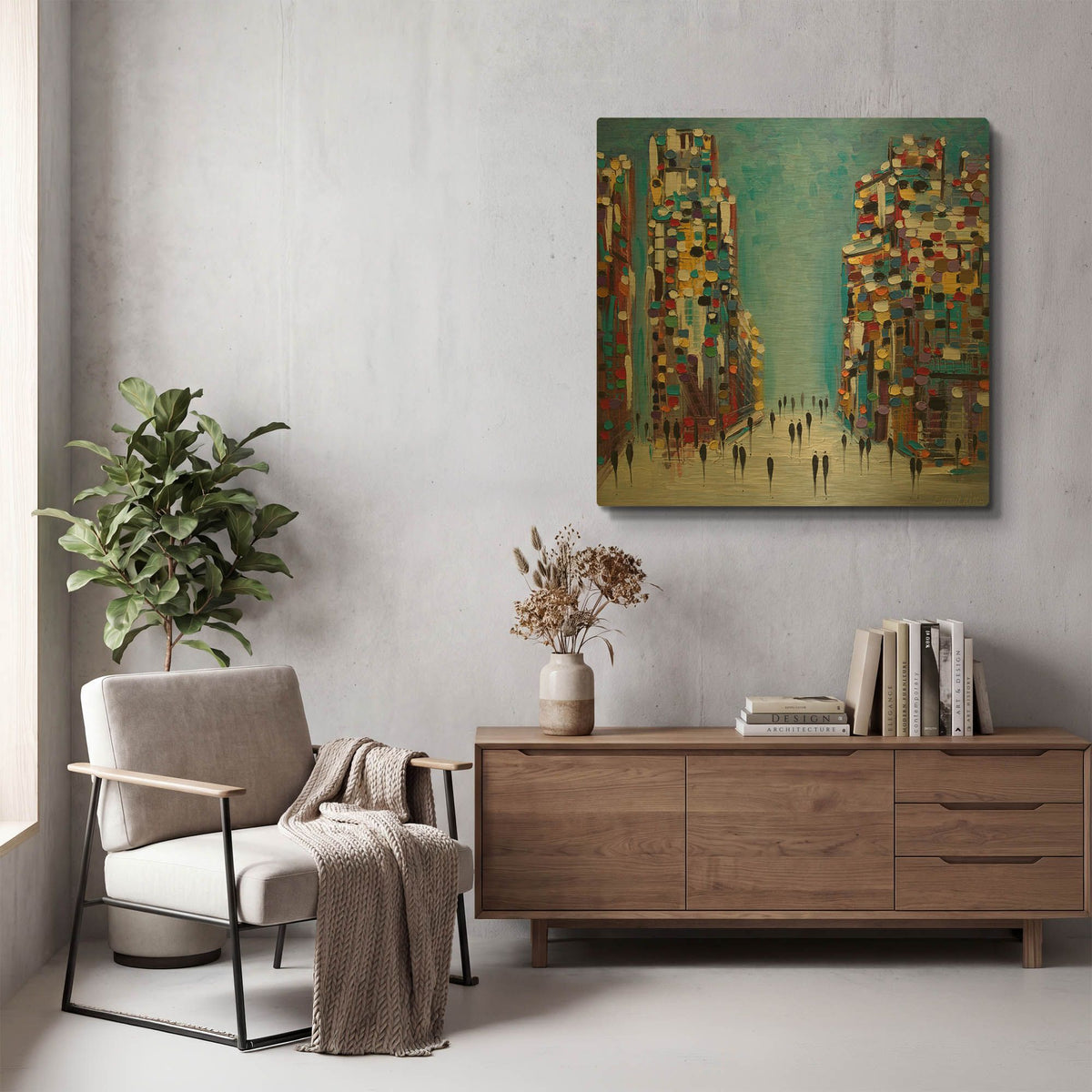 'Cityscape' By Ekaterina Ermilkina Gold Metal Wall Art