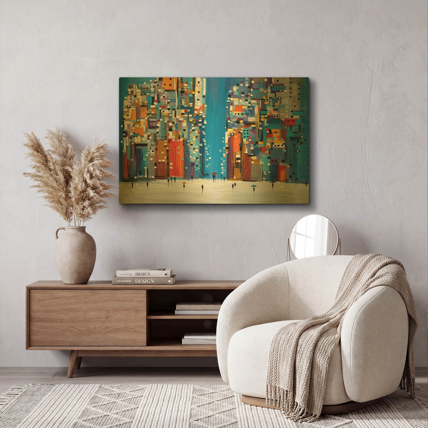 'Night Square' By Ekaterina Ermilkina Gold Metal Wall Art