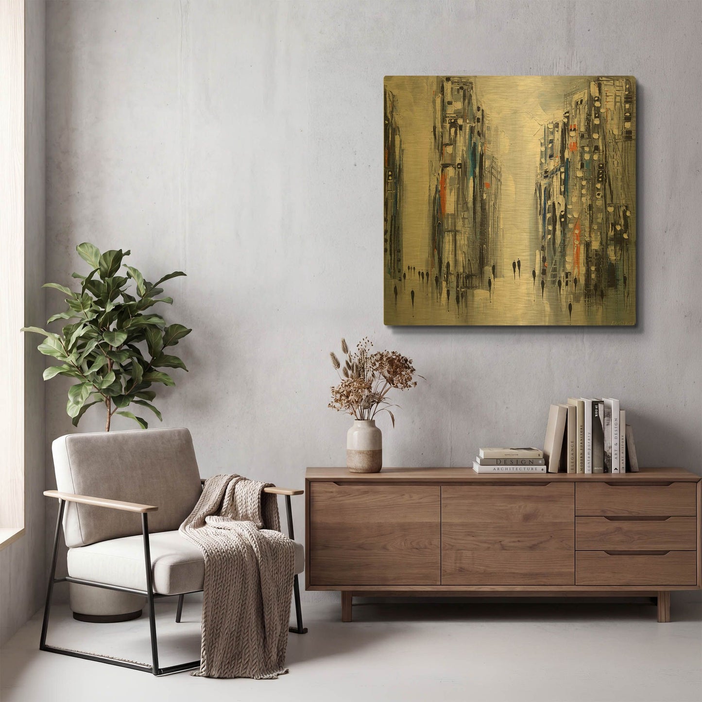 'City Escape' By Ekaterina Ermilkina Gold Metal Wall Art