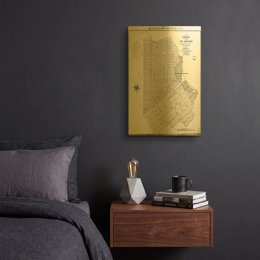 'Map of San Francisco 1849' By Historical Portfolio Gold Metal Wall Art