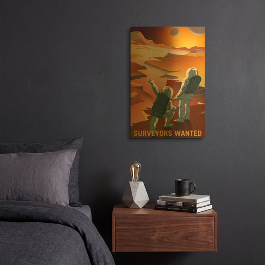 'P04 Surveyors Wanted Nasa Recruitment Poster' By NASA Posters Gold Metal Wall Art