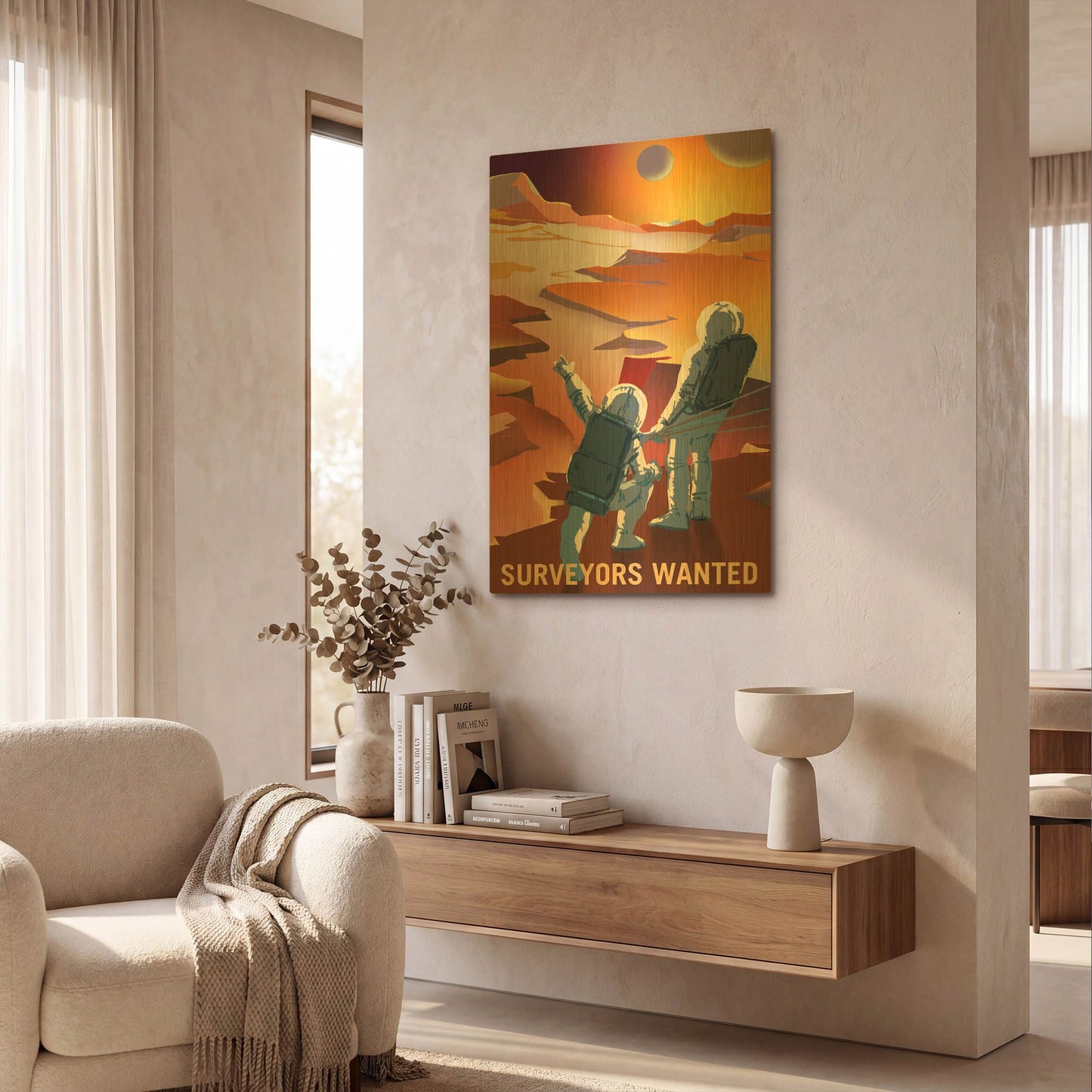 'P04 Surveyors Wanted Nasa Recruitment Poster' By NASA Posters Gold Metal Wall Art
