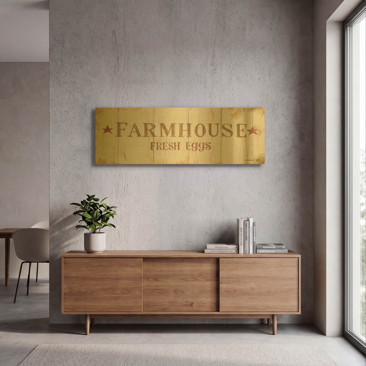 'Farm Patchwork XVI' By Danhui Nai Gold Metal Wall Art