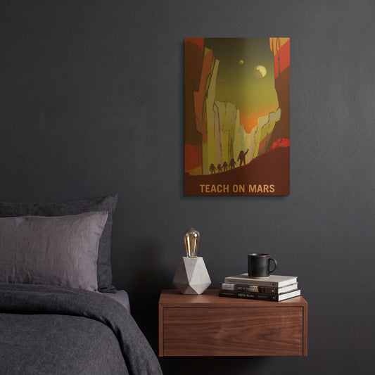 'P05 Teach On Mars Nasa Recruitment Poster' By NASA Posters Gold Metal Wall Art