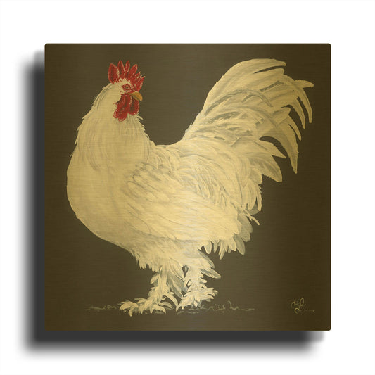 'Rooster' By Hollihocks Art Gold Metal Wall Art