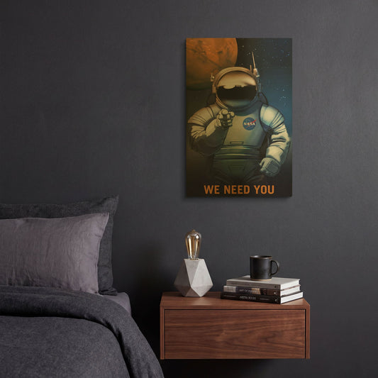 'P08 We Need You Nasa Recruitment Poster' By NASA Posters Gold Metal Wall Art