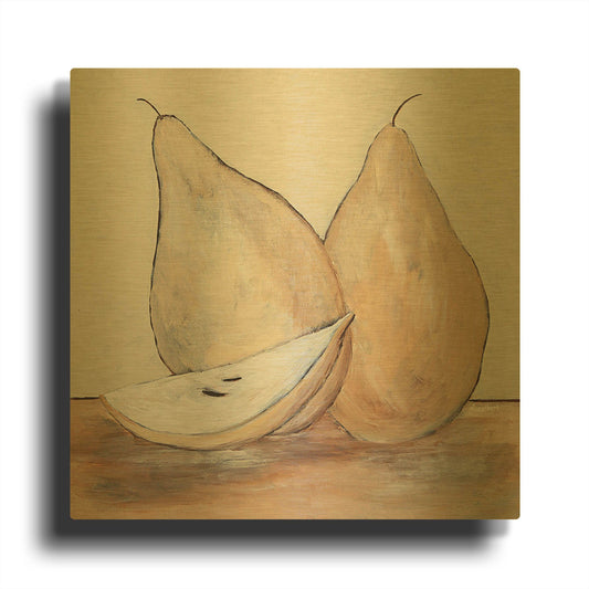 'Pair of Pears' By Roey Ebert Gold Metal Wall Art