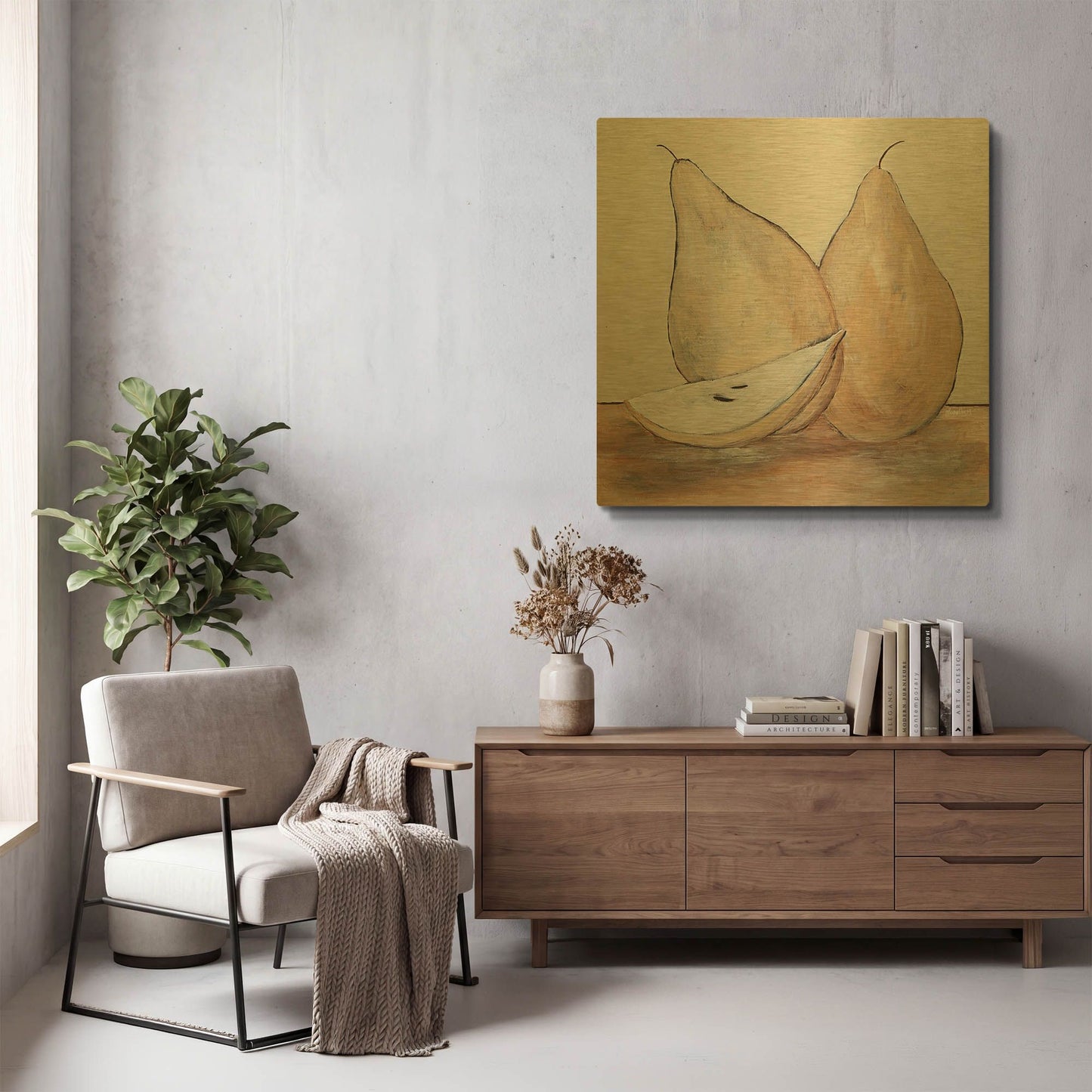 'Pair of Pears' By Roey Ebert Gold Metal Wall Art