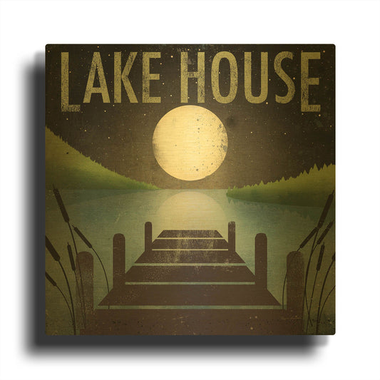 'Lake House' By Ryan Fowler Gold Metal Wall Art