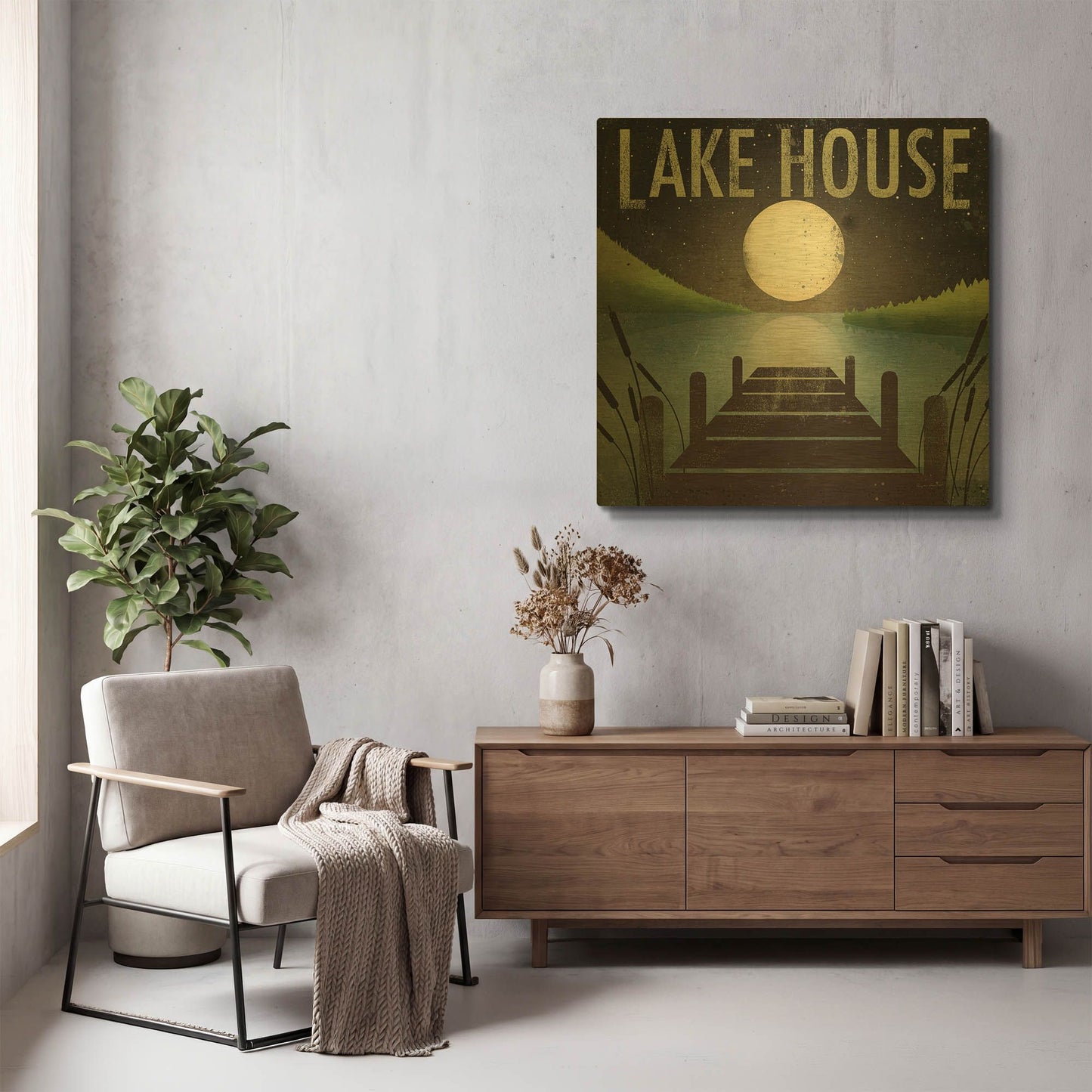 'Lake House' By Ryan Fowler Gold Metal Wall Art