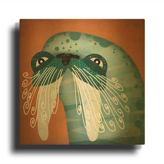 'Walrus Wow' By Ryan Fowler Gold Metal Wall Art