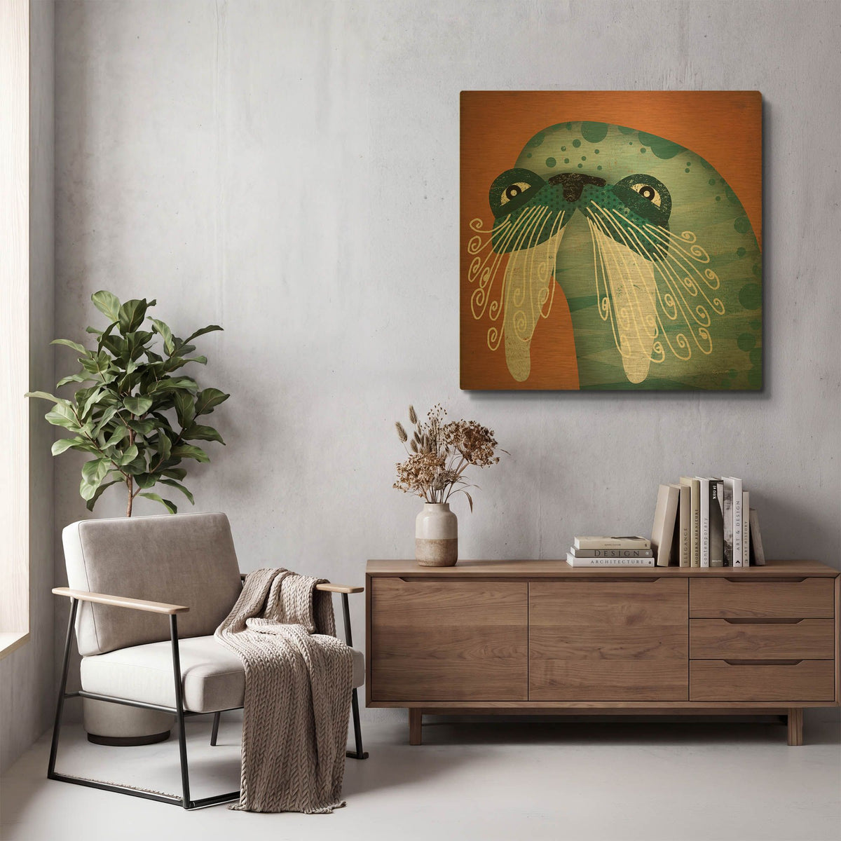 'Walrus Wow' By Ryan Fowler Gold Metal Wall Art