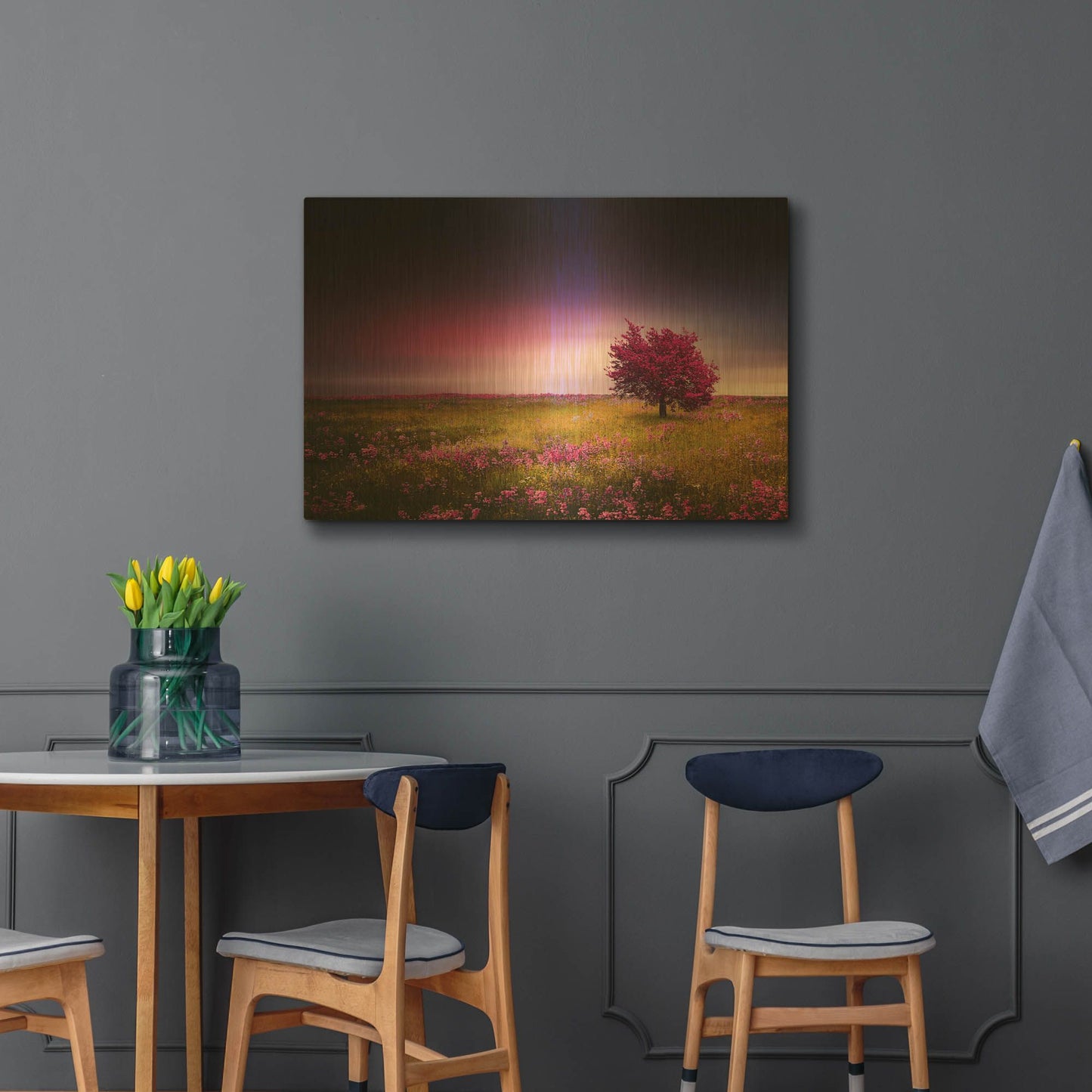 'Pink Tree' By Bess Hamiti Gold Metal Wall Art