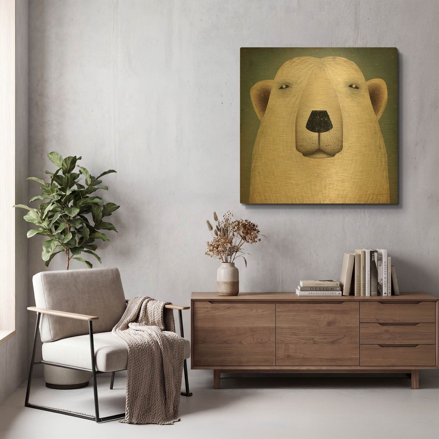 'Polar Bear Wow' By Ryan Fowler Gold Metal Wall Art