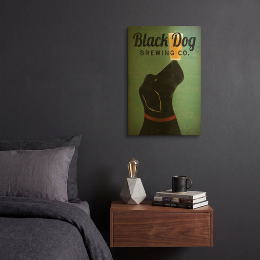 'Black Dog Brewing Co v2' By Ryan Fowler Gold Metal Wall Art