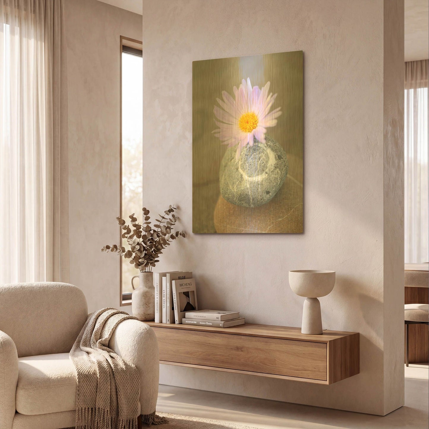 'Zen Flower Meditation' By Elena Ray Gold Metal Wall Art