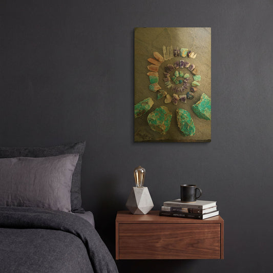 'Reiki Energy Crystal Spiral' By Elena Ray Gold Metal Wall Art