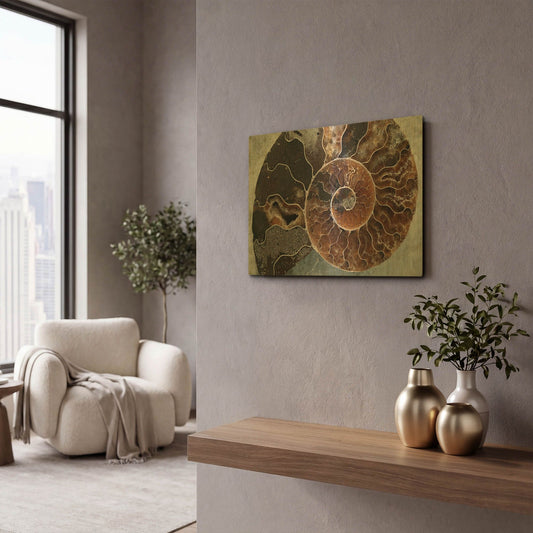 'Ammonite Spiral' By Elena Ray Gold Metal Wall Art