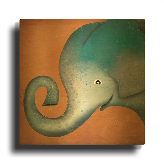 'Elephant Wow' By Ryan Fowler Gold Metal Wall Art