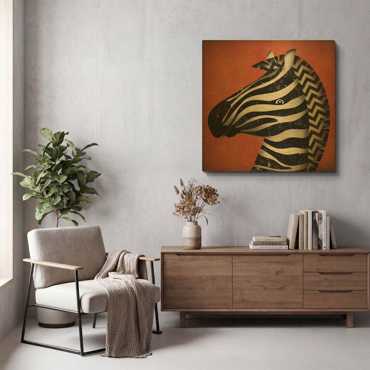 'Zebra Wow' By Ryan Fowler Gold Metal Wall Art