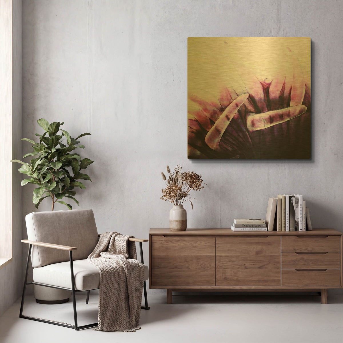 'Tentacles' By Rita Shimelfarb Gold Metal Wall Art