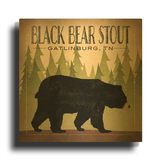 'Take a Hike Bear Black Bear Stout' By Ryan Fowler Gold Metal Wall Art