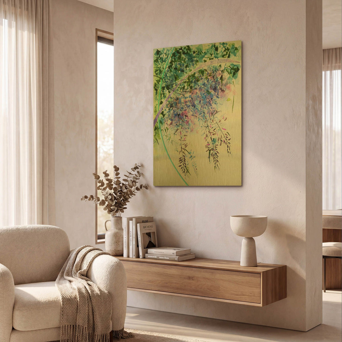 'Wisteria' By Rita Shimelfarb Gold Metal Wall Art