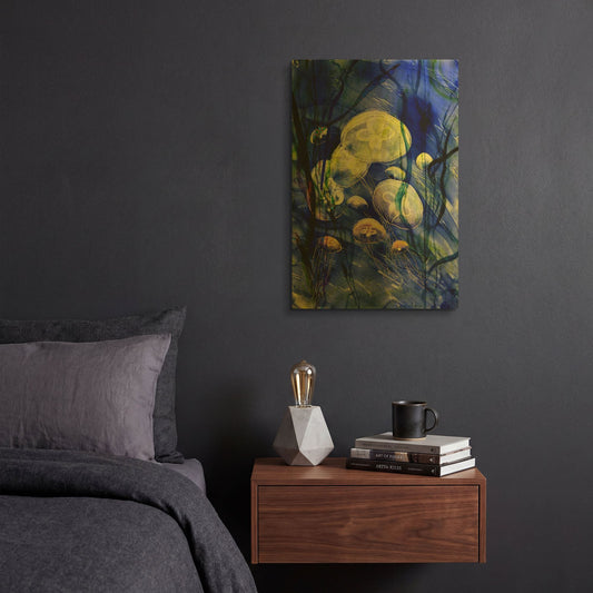 'Swimming With The Jellies' By Rita Shimelfarb Gold Metal Wall Art