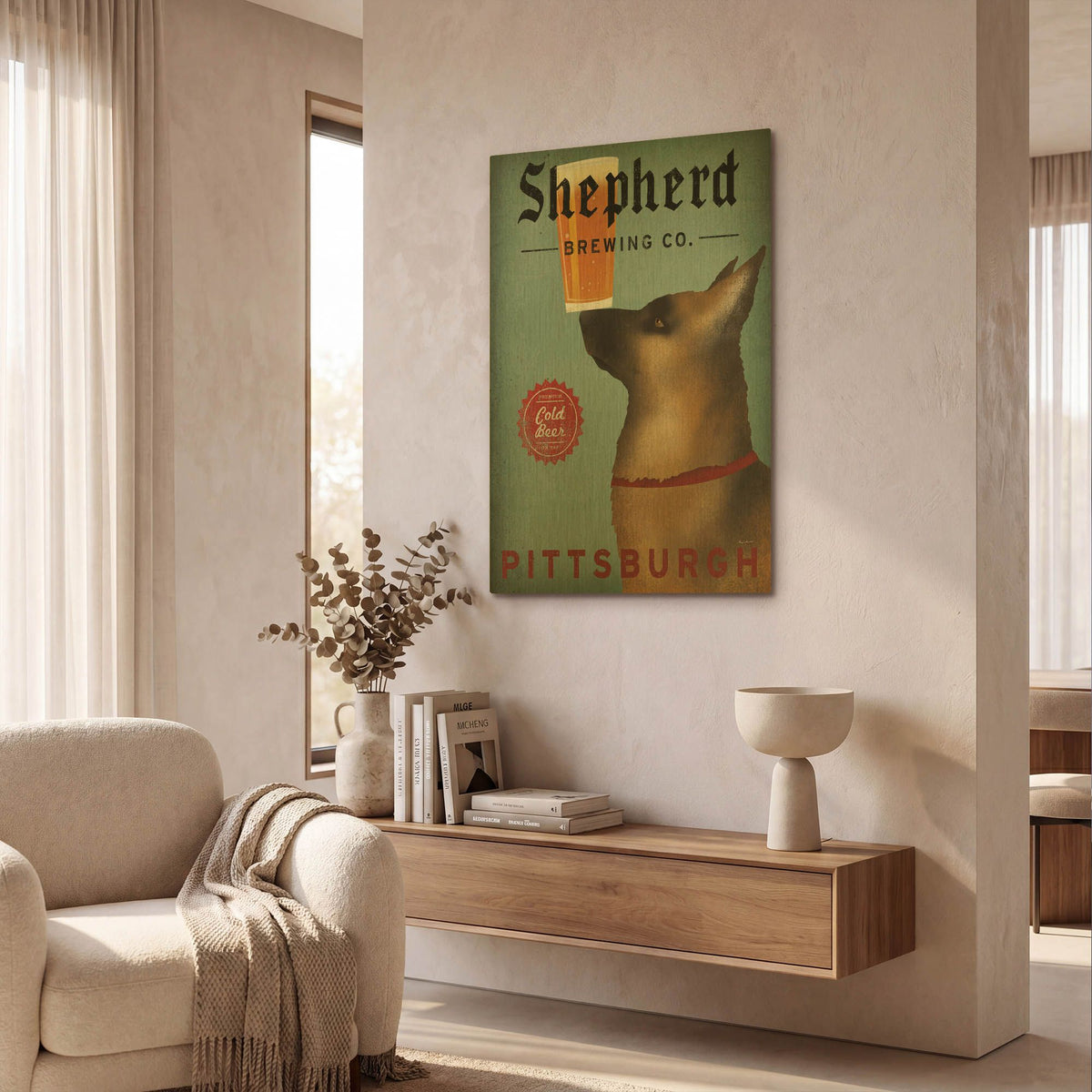 'Shepherd Brewing Co Pittsburgh' By Ryan Fowler Gold Metal Wall Art