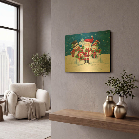 'North Pole Friends' By Diane Kater Gold Metal Wall Art
