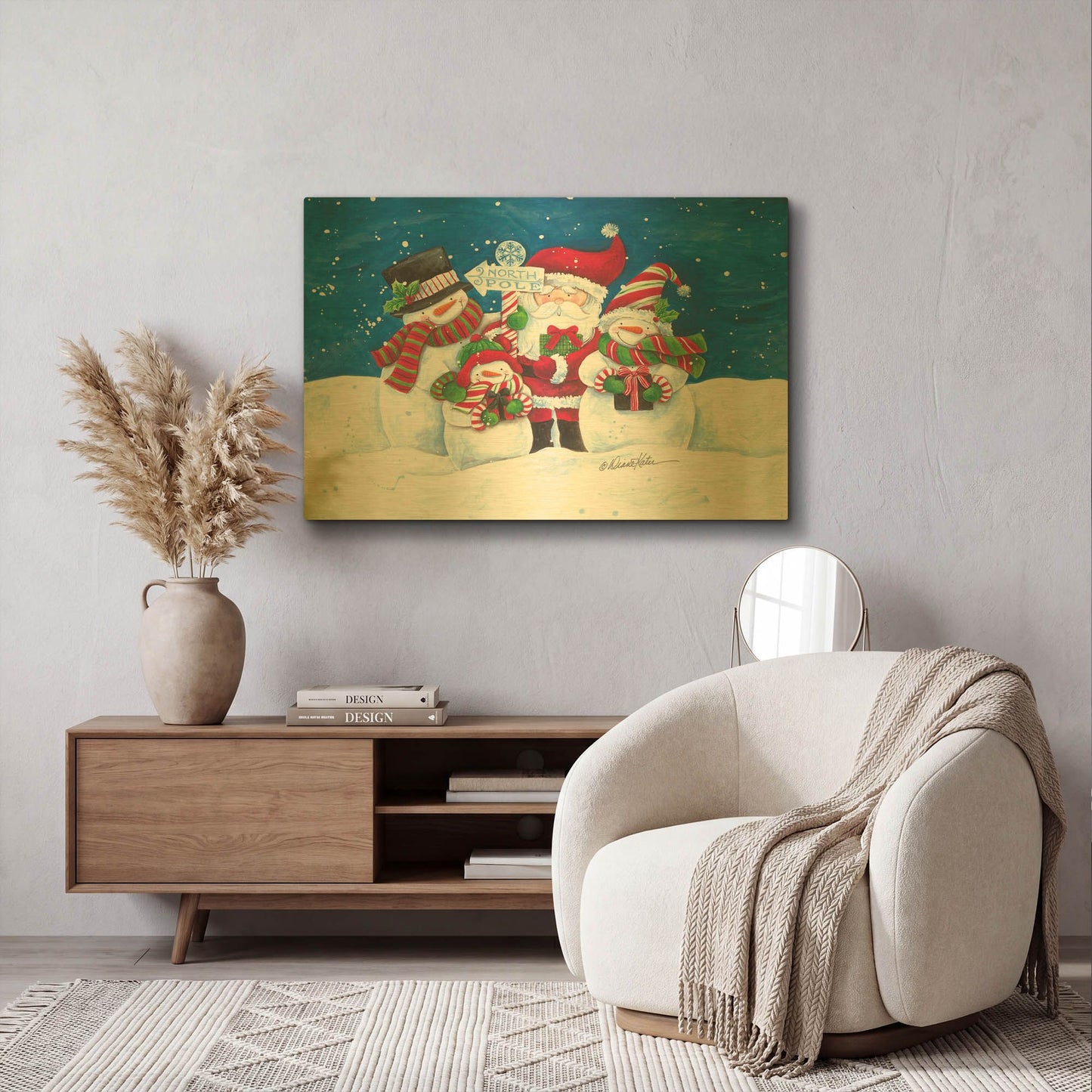 'North Pole Friends' By Diane Kater Gold Metal Wall Art