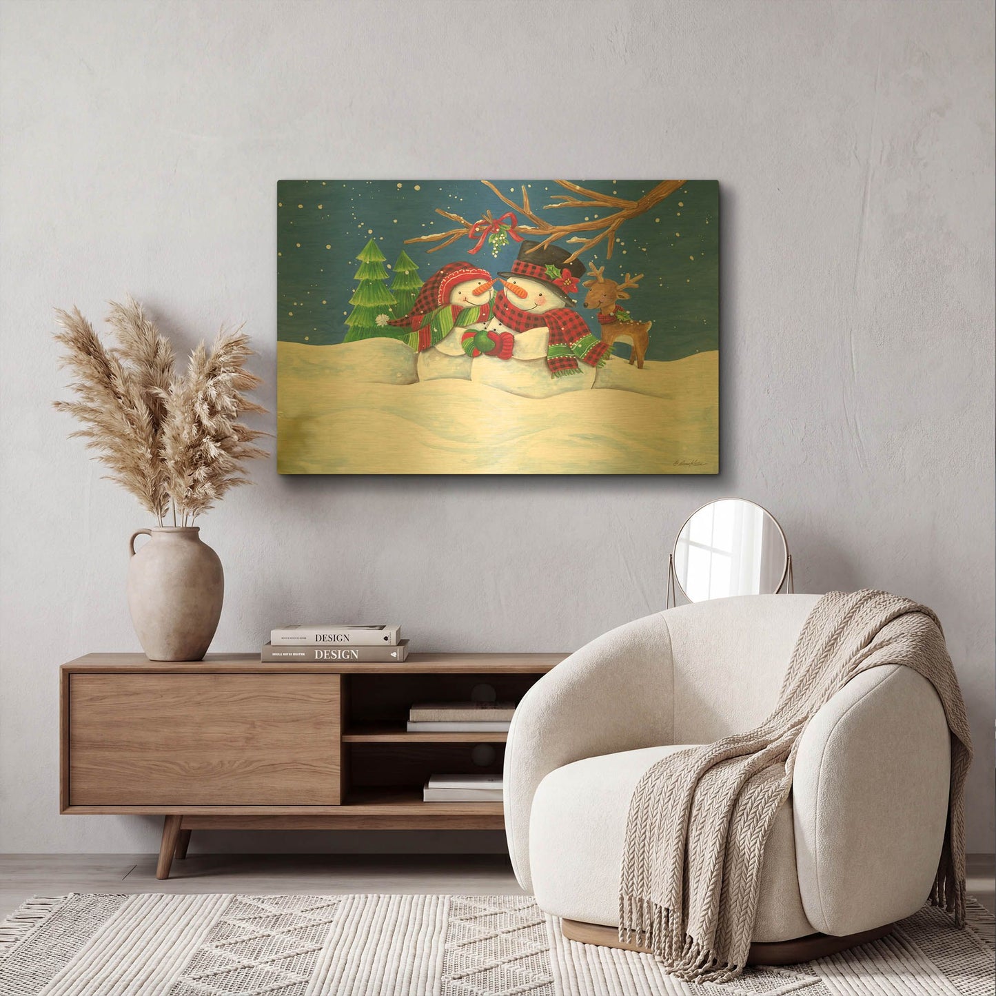 'Snow Couple' By Diane Kater Gold Metal Wall Art