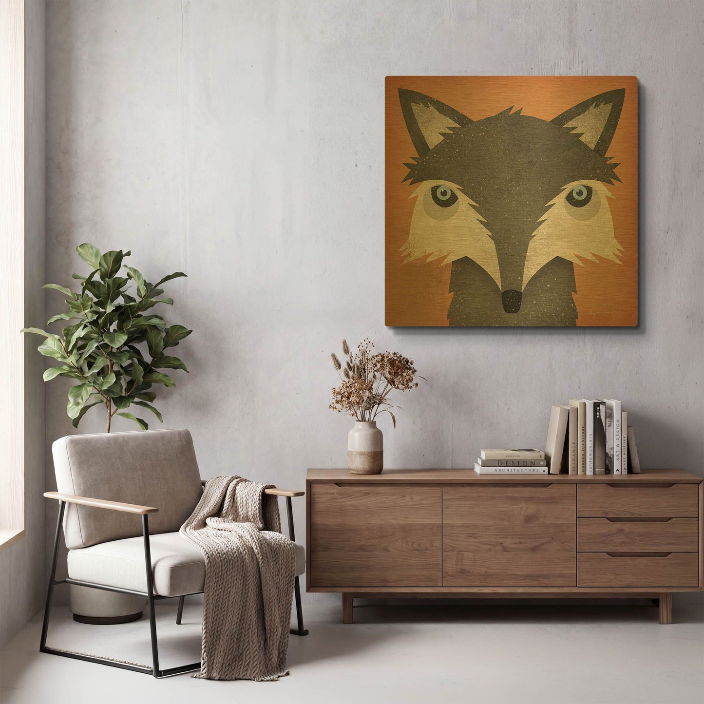 'Timber Wolf' By Ryan Fowler Gold Metal Wall Art