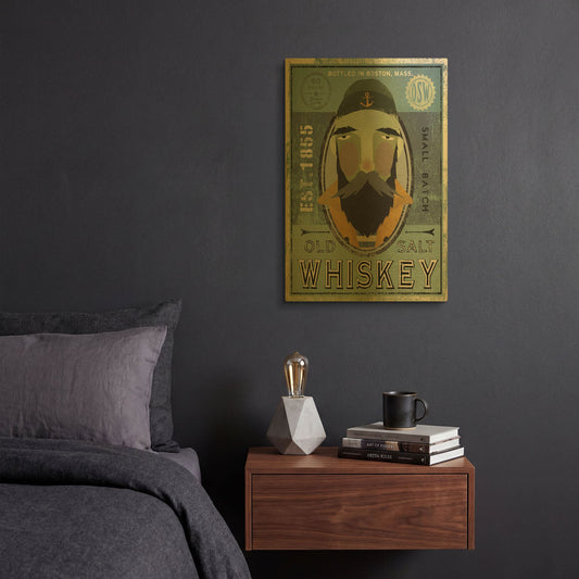 'Fisherman V Old Salt Whiskey' By Ryan Fowler Gold Metal Wall Art