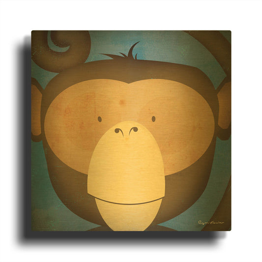 'Monkey Wow' By Ryan Fowler Gold Metal Wall Art