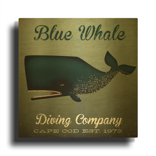 'Barnacle Whale Diving Co' By Ryan Fowler Gold Metal Wall Art
