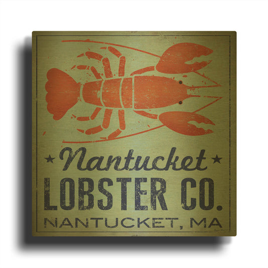 'Nantucket Lobster Square' By Ryan Fowler Gold Metal Wall Art