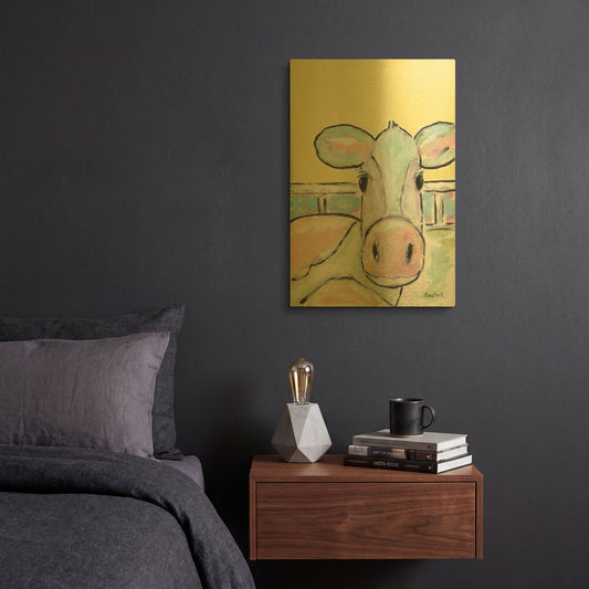 'Moo Moo' By Roey Ebert Gold Metal Wall Art