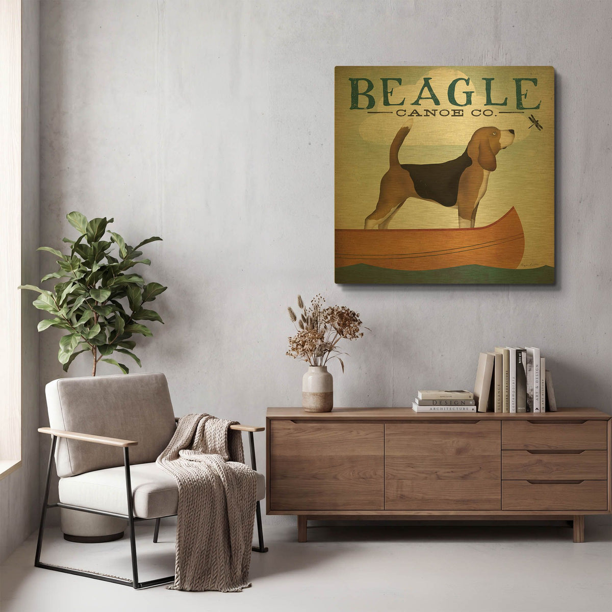 'Beagle Canoe Co' By Ryan Fowler Gold Metal Wall Art