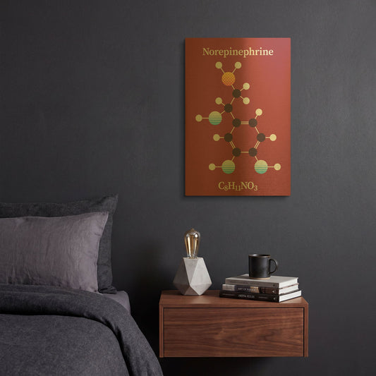 'Norepinephrine Molecule 2' By Maxim Gold Metal Wall Art