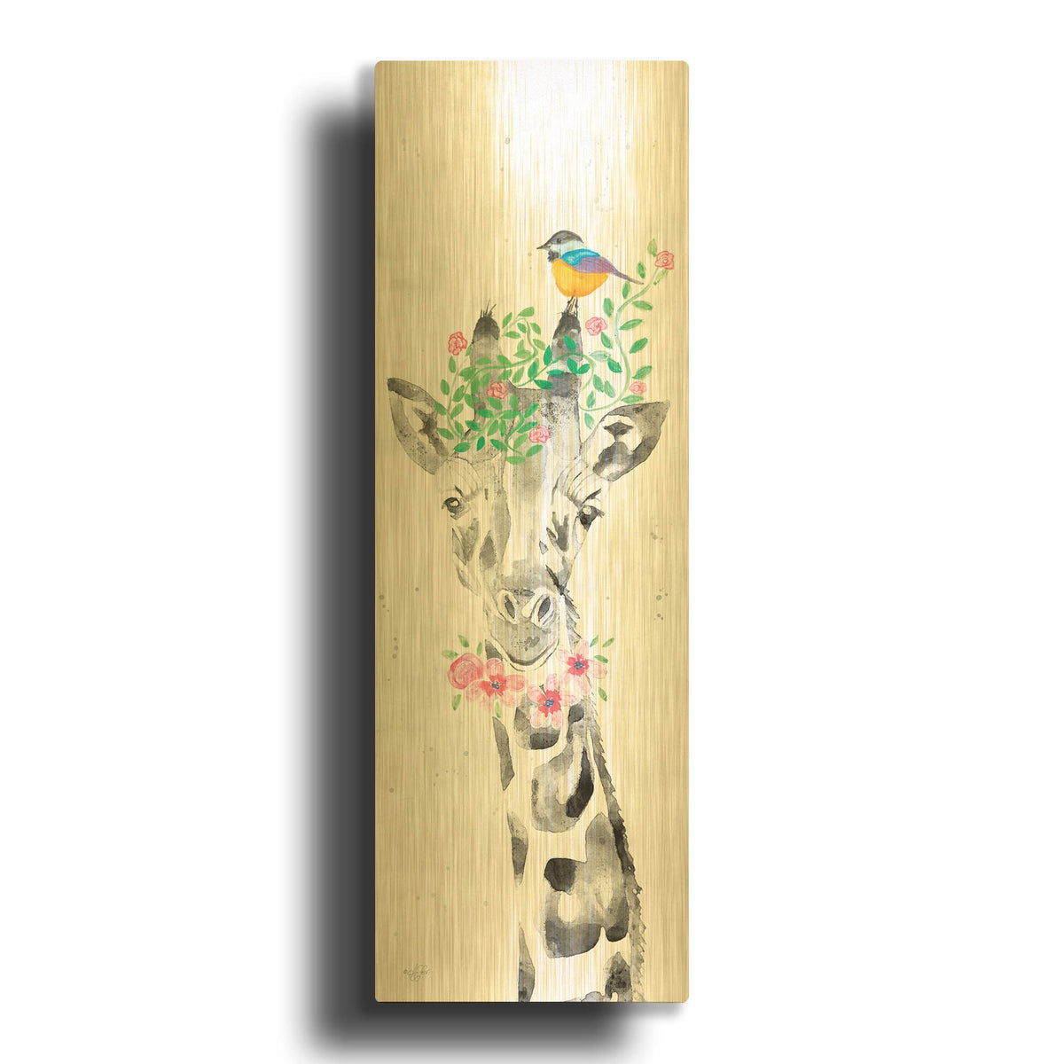 'Sparkle the Giraffe' By Diane Fifer Gold Metal Wall Art