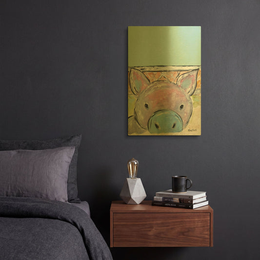 'Oink Oink' By Roey Ebert Gold Metal Wall Art
