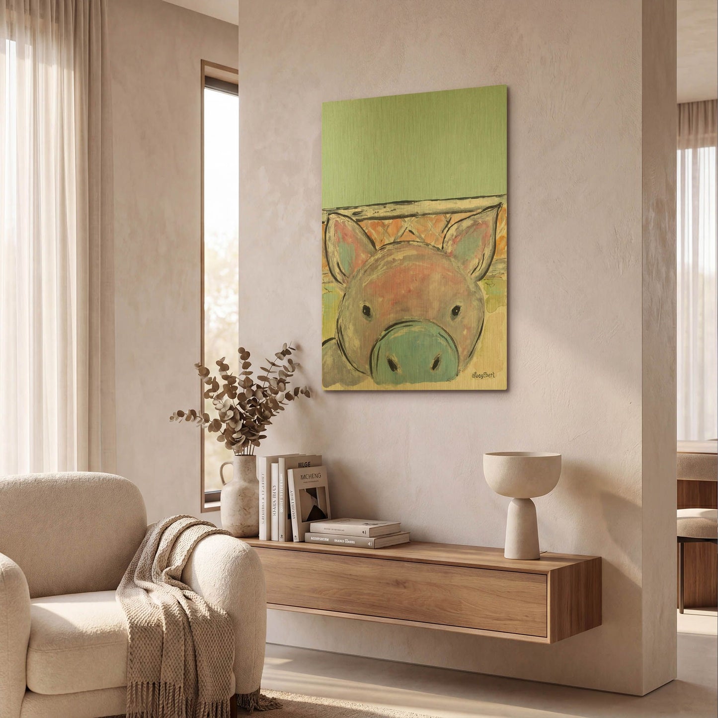 'Oink Oink' By Roey Ebert Gold Metal Wall Art