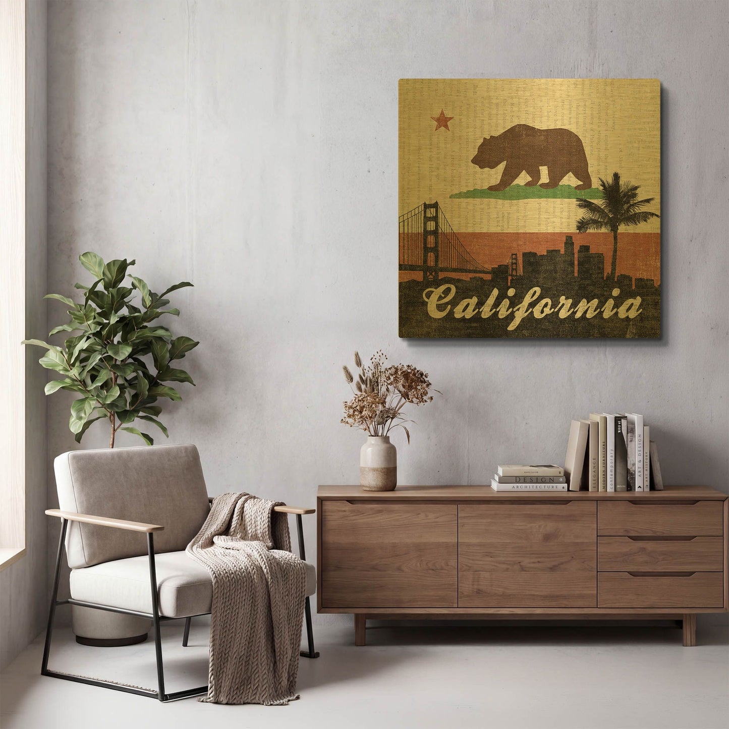 'California' By Moira Hershey Gold Metal Wall Art