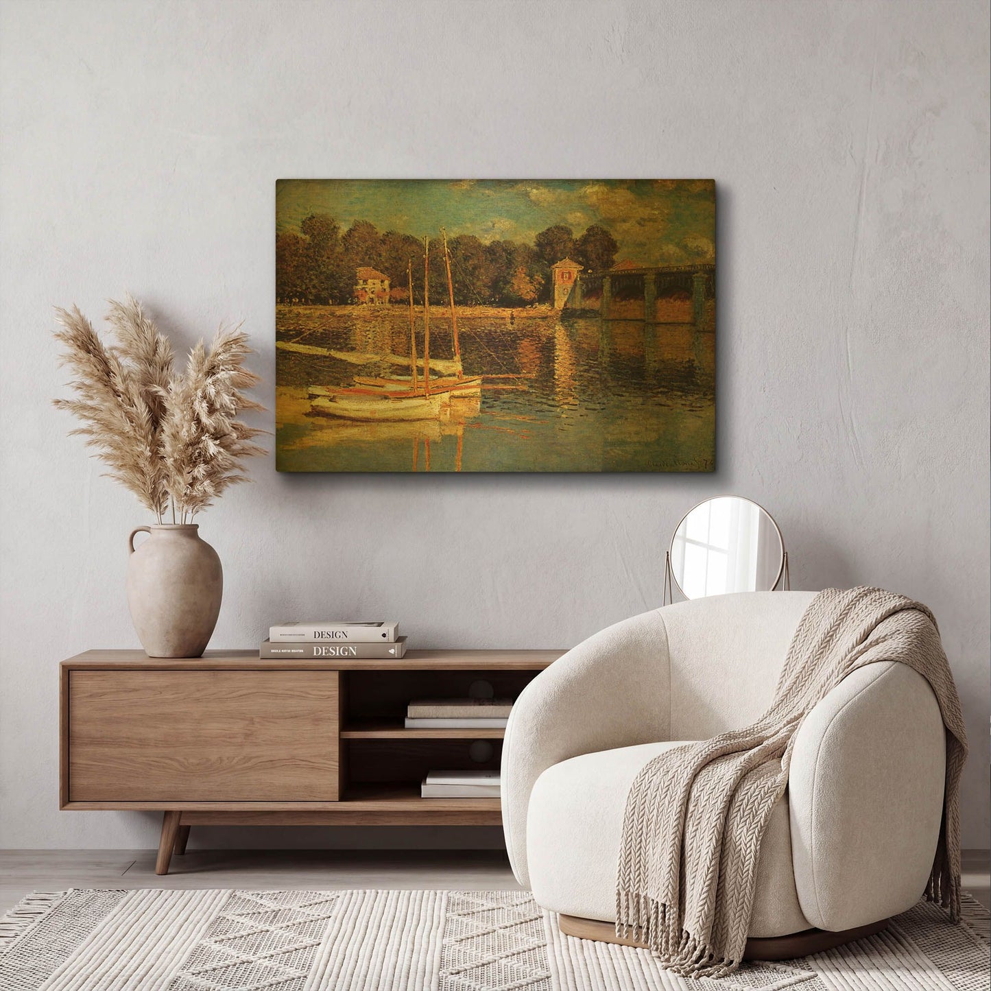'The Argenteuil Bridge' By Claude Monet Gold Metal Wall Art