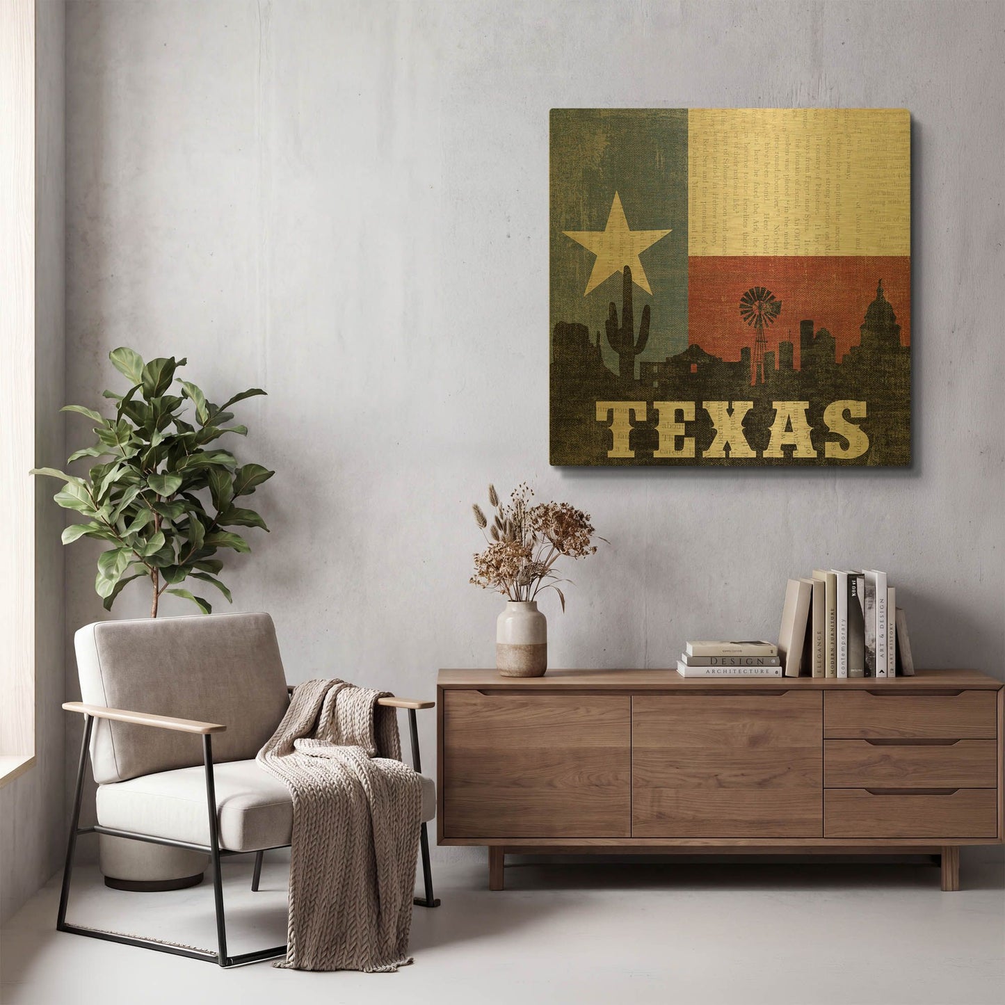 'Texas' By Moira Hershey Gold Metal Wall Art