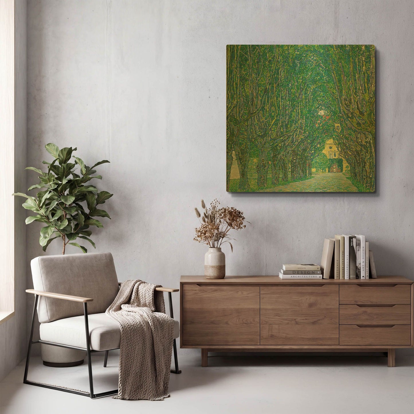 'Avenue To Kammer Castle' By Gustav Klimt Gold Metal Wall Art