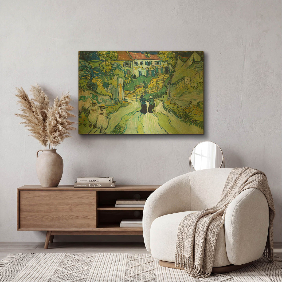 'Stairway At Auvers' By Vincent Van Gogh Gold Metal Wall Art