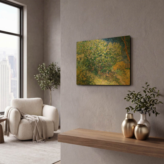 'Lilac Bush' By Vincent Van Gogh Gold Metal Wall Art